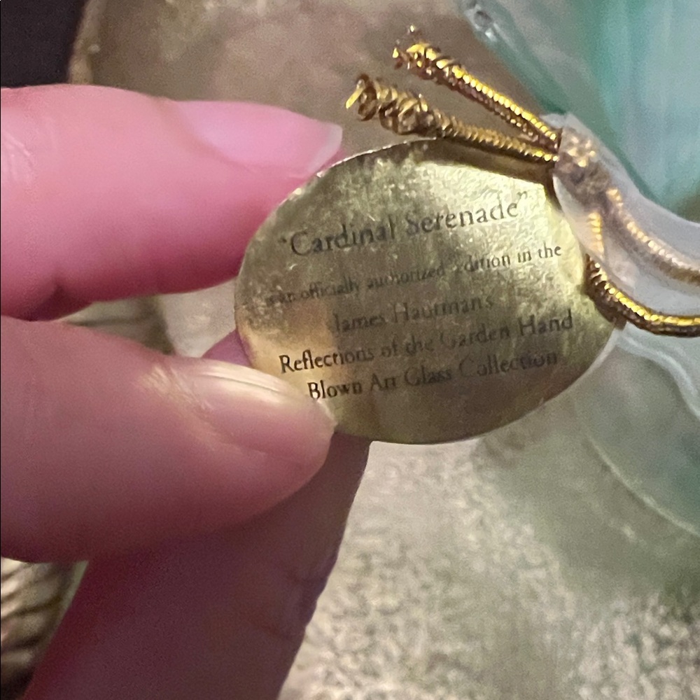 #1568**Elegant Glass Basket with Red Bird Accent. Accepting Reasonable Offers - Picture 8 of 15